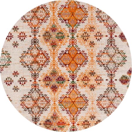 Safavieh 6 x 6 ft. Kilim Bohemian & Global Flat Weave Round Rug; Ivory & Gold KLM727A-6R